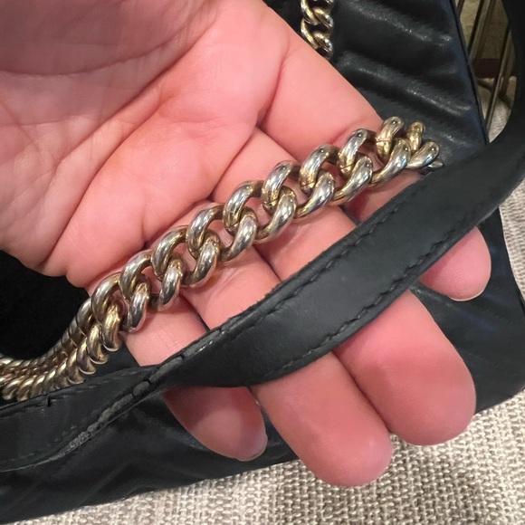 SOLD Gucci black Marmont handbag shoulder bag large chain strap - Picture 3 of 15
